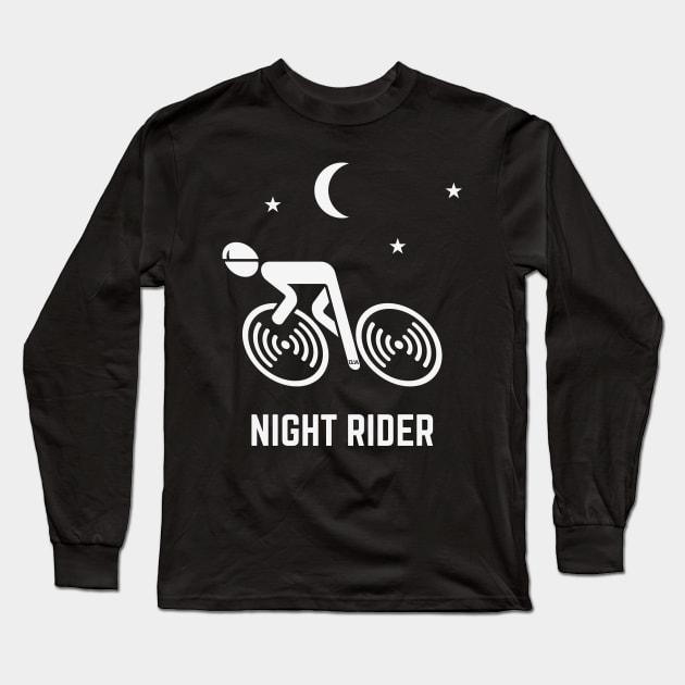 Night Rider (Racing Cyclist / Road Bike / Bicycle / White) Long Sleeve T-Shirt by MrFaulbaum